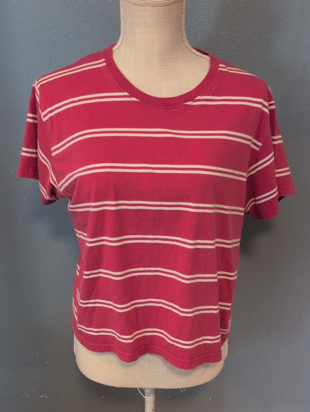 LL Bean Striped 100% Cotton Cropped Relaxed Fit Top 90's Punk Academia Y2K Retro